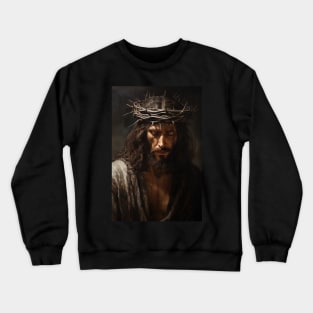 Jesus Christ Wearing Crown of Thorns in Prayer Crewneck Sweatshirt